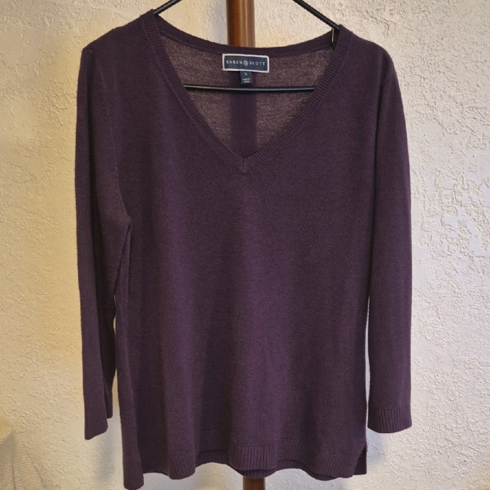Purple V-Neck Sweater